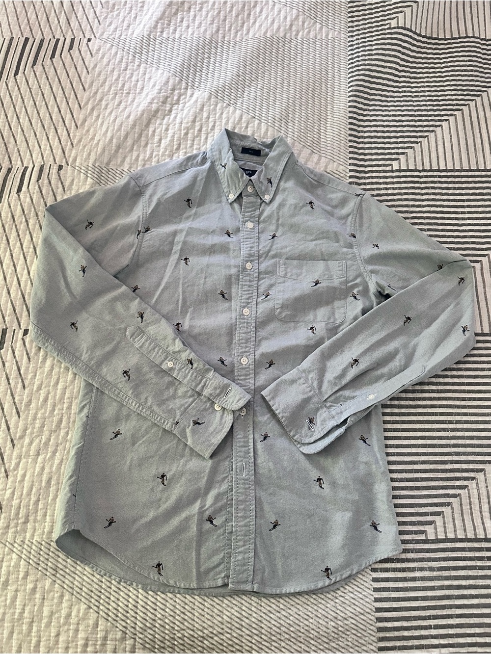 J. Crew Light Blue Embroidered Casual Button-Down Shirt